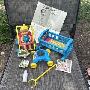 1971 Remco Sweet April Busy Day Playtime Set  Furniture Plus Peewee Dolls Bottle